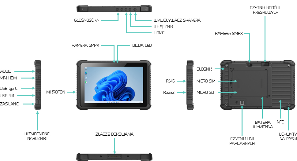 Tablet przemysłowy 10 cali LAN COM Windows - EM-I16J