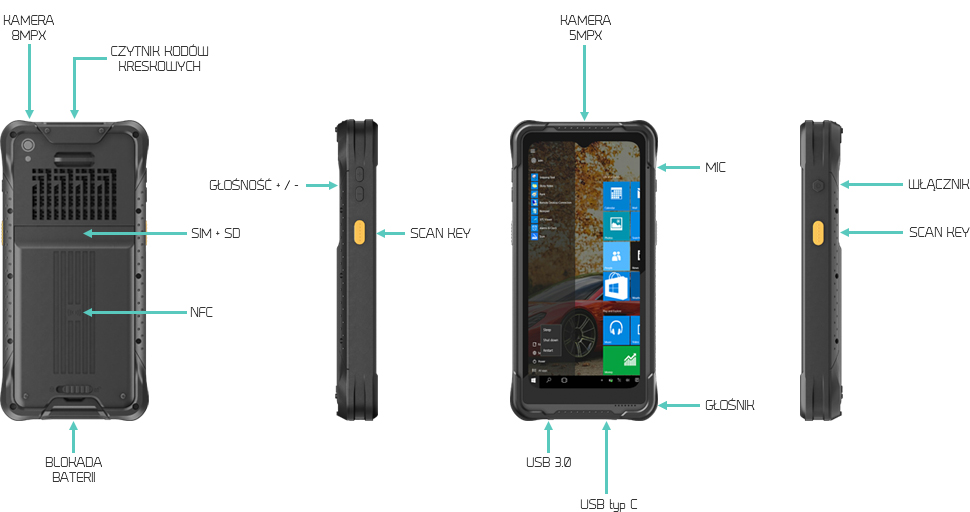 Tablet z Windowsem 11 do skanowania kodów i inwentaryzacji - Emdoor EM-I61J