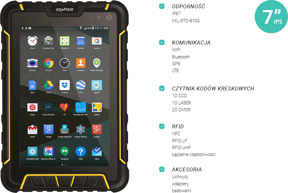 Tablet przemysłowy Senter S917V11 odporny na wodę, pył oraz upadek